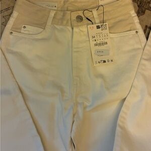 Zara Cream Straight Leg Jeans